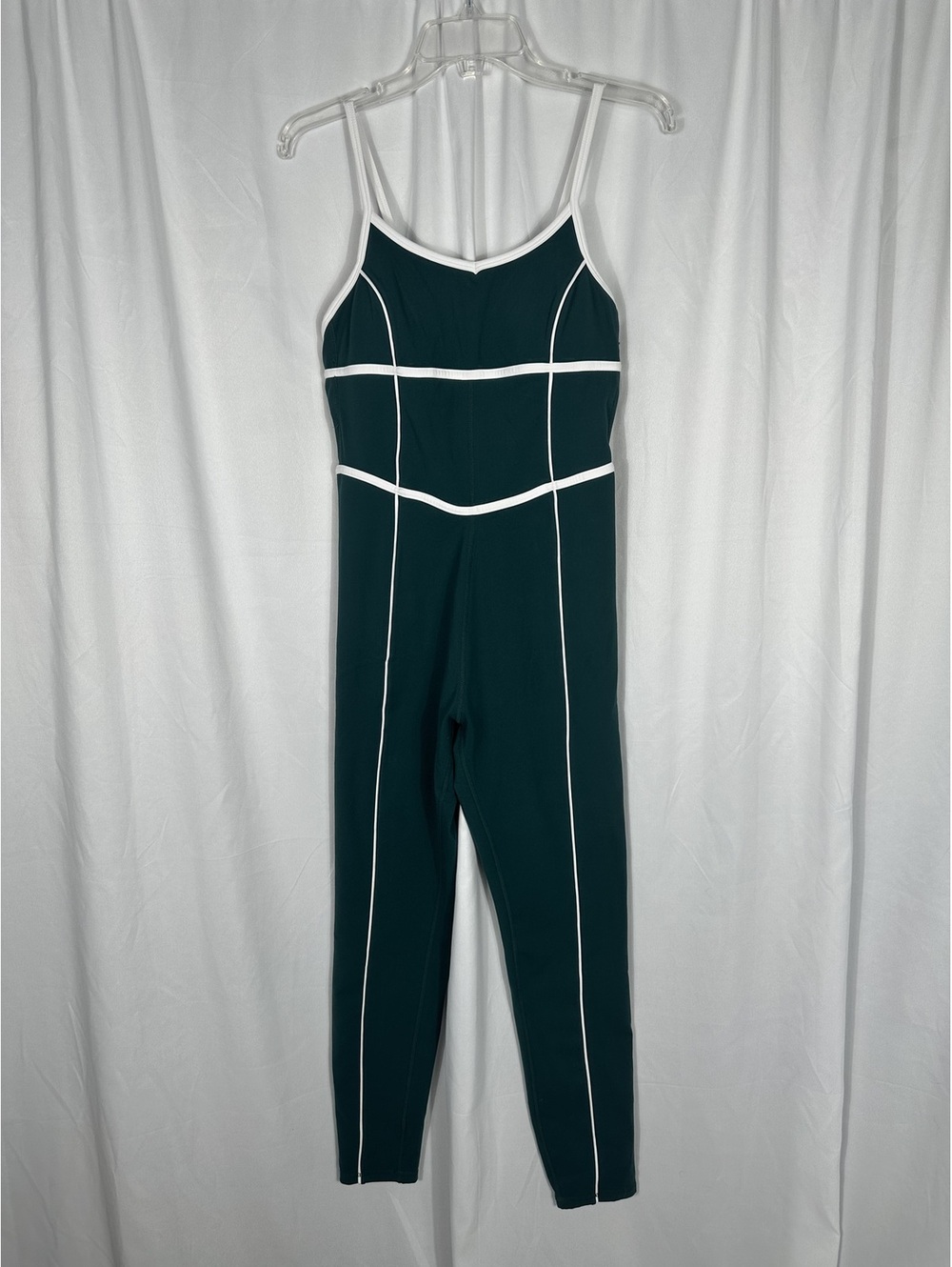 AS Revival Dark Green Jumpsuit with White Piping, Size Large